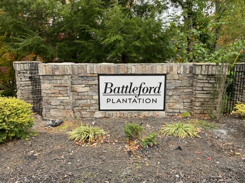 Routed HDU and Stone Neighborhood Entrance Monument